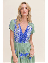 Load image into Gallery viewer, Blue Bird Print Carmen Maxi by JAASE