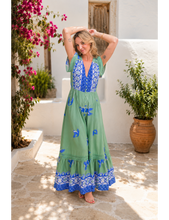 Load image into Gallery viewer, Blue Bird Print Carmen Maxi by JAASE