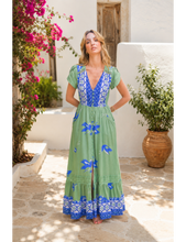 Load image into Gallery viewer, Blue Bird Print Carmen Maxi by JAASE