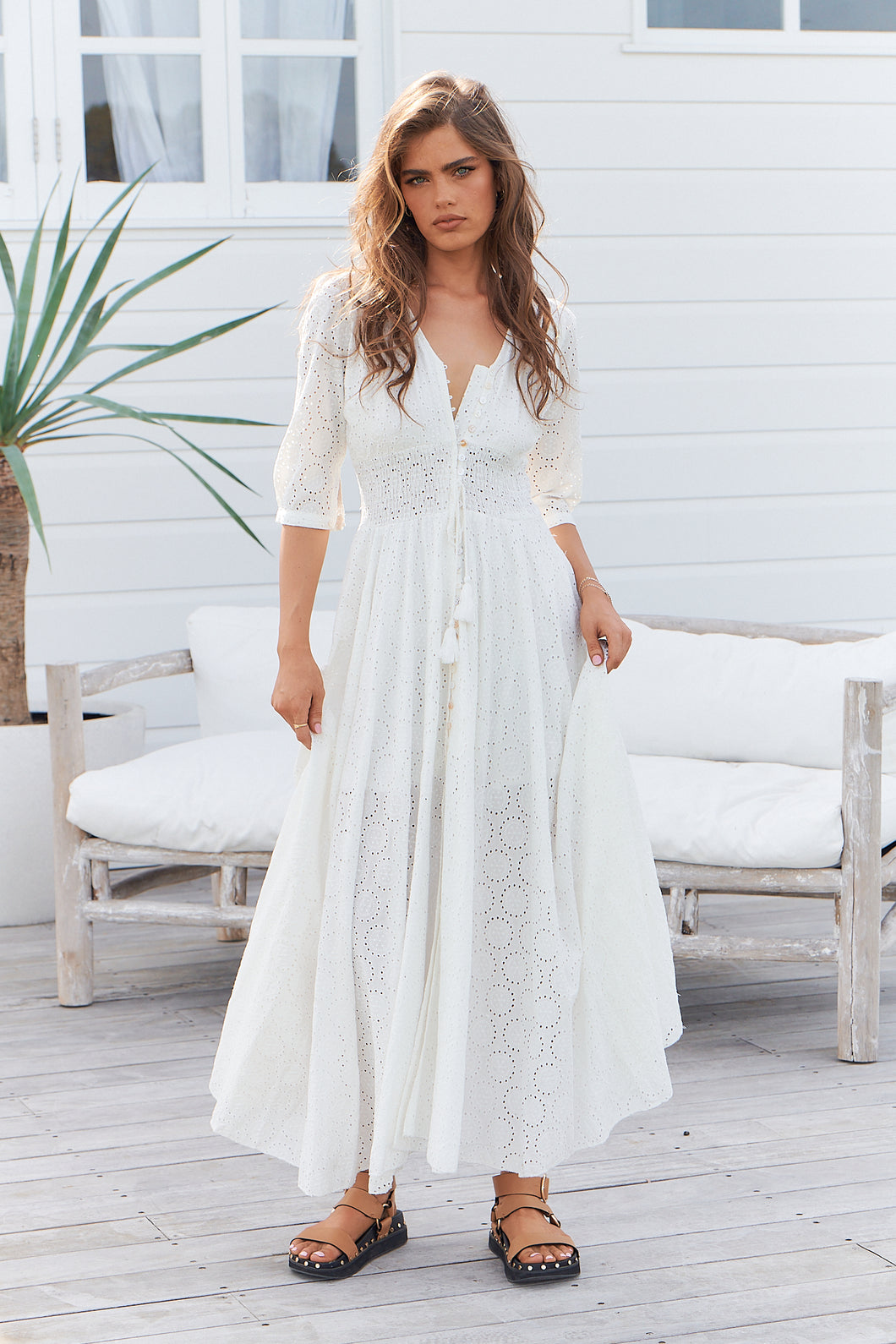 Sol Embroidered White Indiana Maxi By Jaase Blue Iguana Sol Embroidered White Indiana Maxi By Jaase Blue Iguana