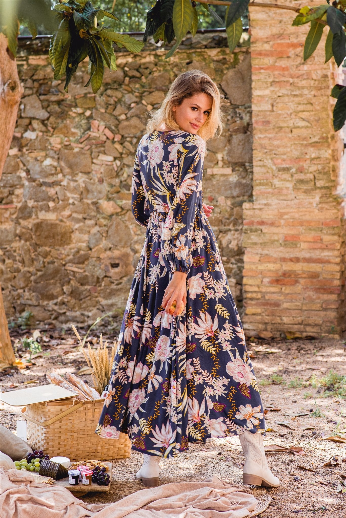 anita printed maxi dress Free People Women Anita Printed Maxi Dress - Black