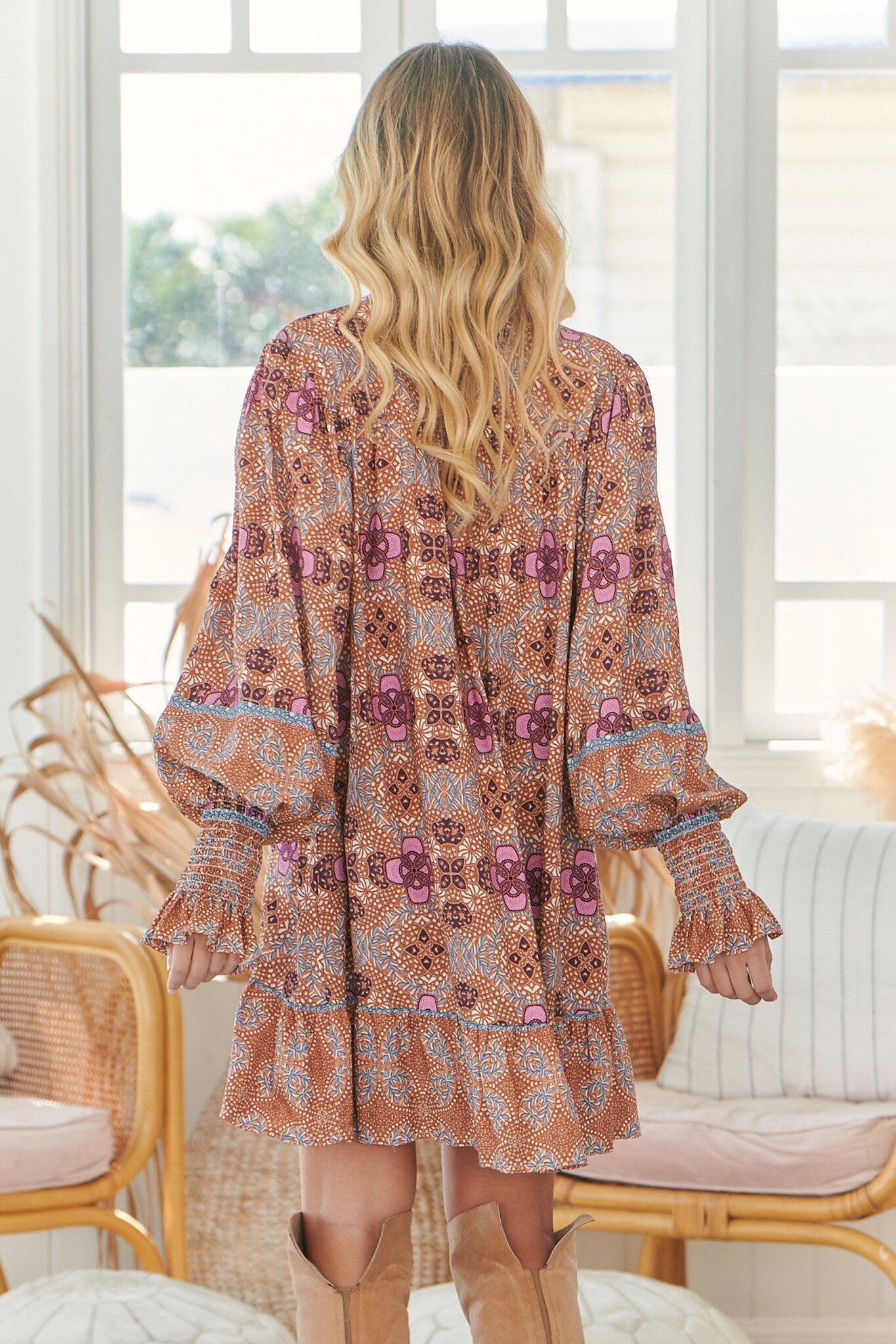 Plum Kalina Print Meredith Mini Dress By JAASE Blue Iguana