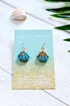 Load image into Gallery viewer, Light Blue &amp; Copper Mini Sea Shell Dangle Earrings ~ Coastal Jewellery