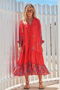 Sunset Print Briana MIdi Dress By JAASE